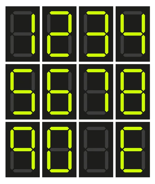 Sammlung von 12 isolierten digitalen Ziffern — Stockvektor