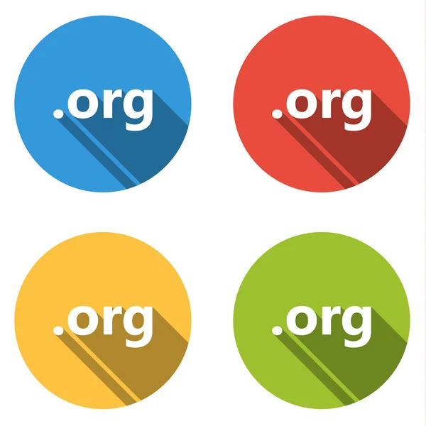 Samling av 4 isolerad platta knappar för .org domännamn — Stock vektor