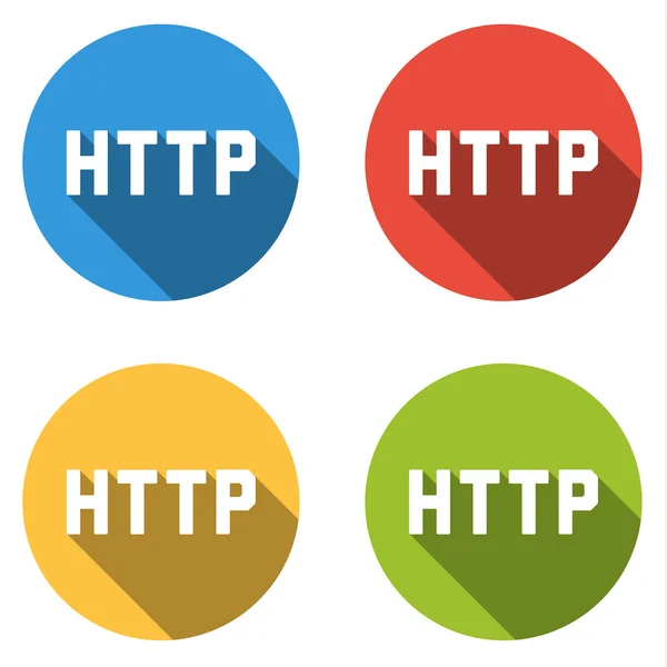 Collection of 4 isolated flat buttons for HTTP (Hypertext Transf — Stock Vector
