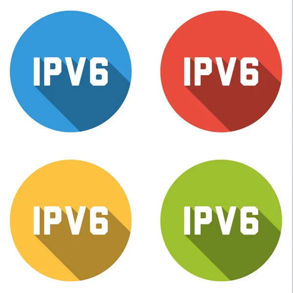 Коллекция из 4 изолированных плоских кнопок для IPV6 (Internet Protoco — стоковый вектор