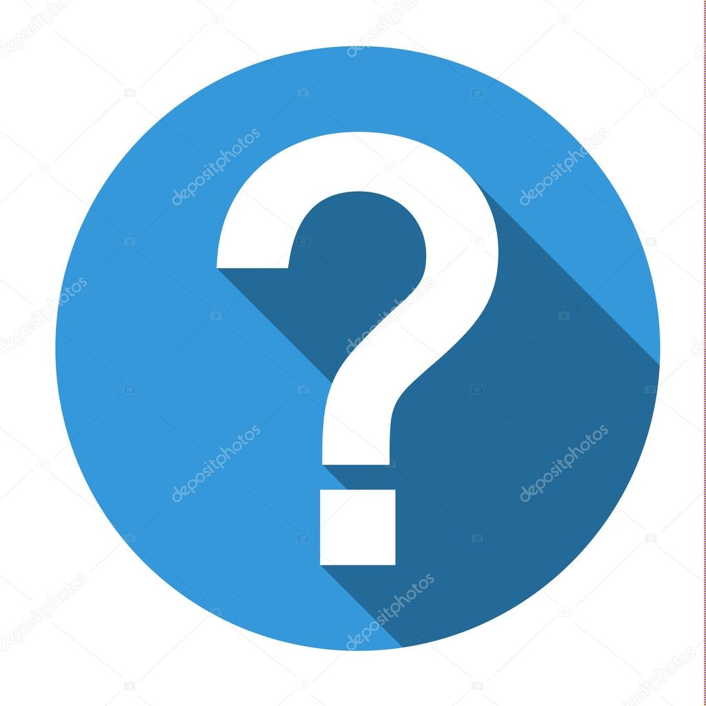 Isolated blue icon with white question mark (help, faq, support,