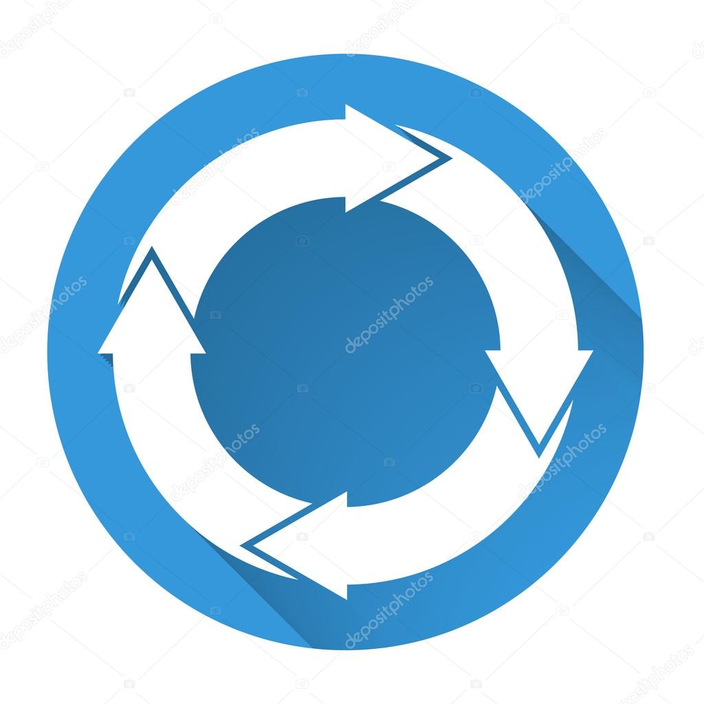 Isolated blue icon with 4 white circular arrows