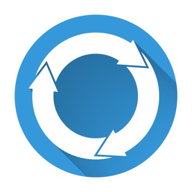 3 Beyaz dairesel ok ile izole mavi kutsal kişilerin resmi