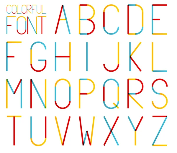 Ensemble isolé d'alphabet haut et fin coloré — Image vectorielle