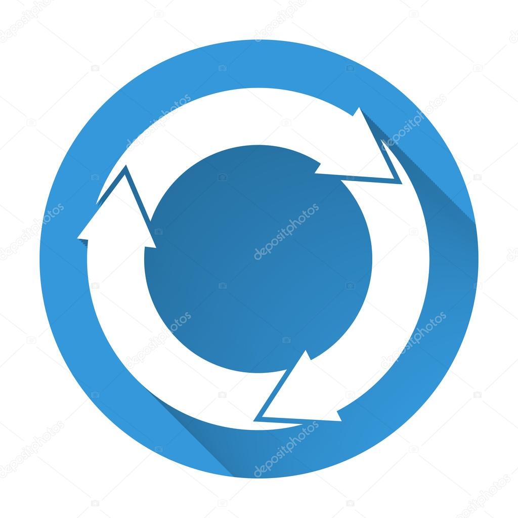 Isolated blue icon with 3 white circular arrows