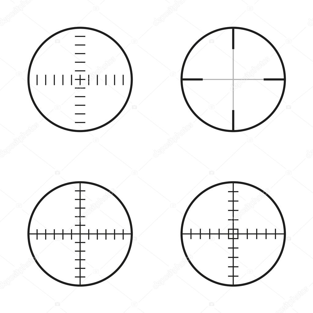 Collection of 4 isolated round crosshairs