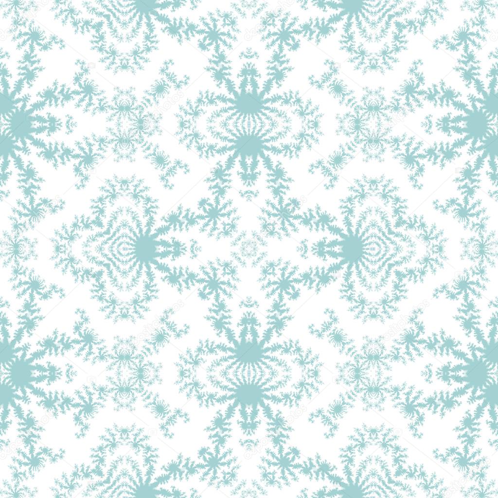 Seamless fractal blue pattern on white background