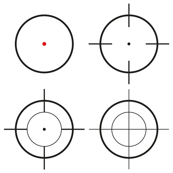 Collection of 4 isolated round crosshairs — Stock Vector