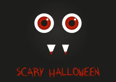 Kırmızı gözleri ve dişlerini kan ile canavar gösterimi