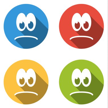 4 izole düz renkli simge ifadeler - üzgün SMIL topluluğu