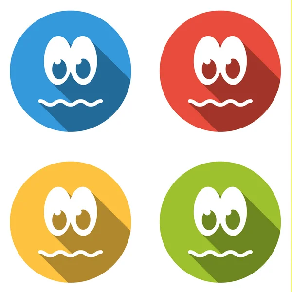 Sammlung von 4 isolierten flachen bunten Symbol-Emoticons - peevish, — Stockvektor