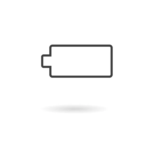 Dark grey icon for empty battery on white background with shadow — Stock Vector