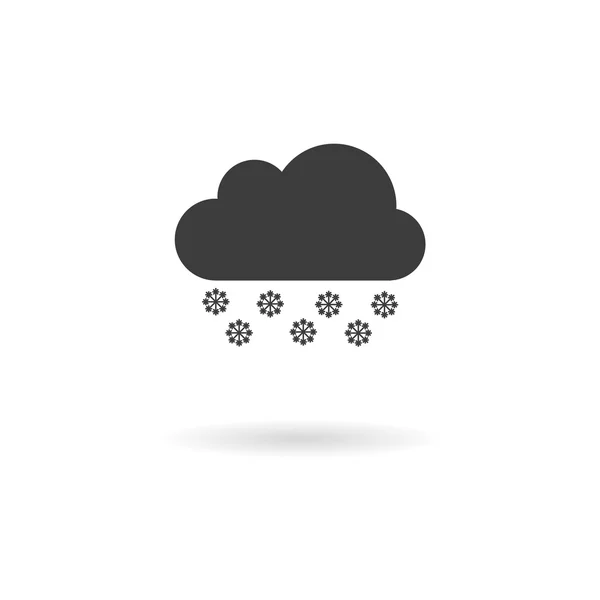 Темно-серая икона для снега на белом фоне с тенью — стоковый вектор