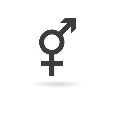 Dark grey icon for intersex on white background with shadow clipart