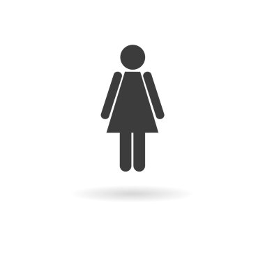 Kadın (kadın) shado beyaz zemin üzerine koyu gri simgesi