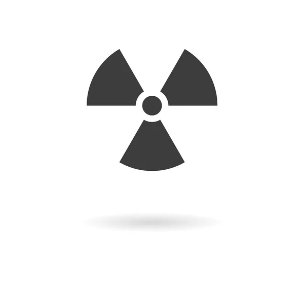 Dark grey icon for radiation hazard on white background with sha — Stock Vector