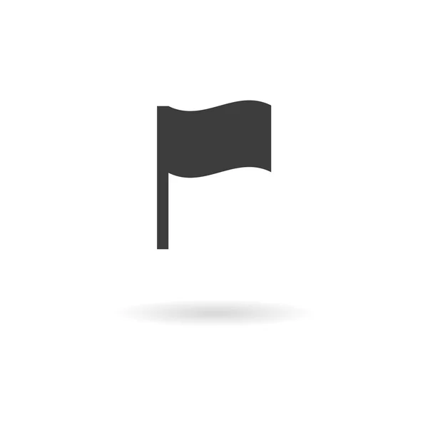 Dark grey icon for waving flag on white background with shadow — Stock Vector