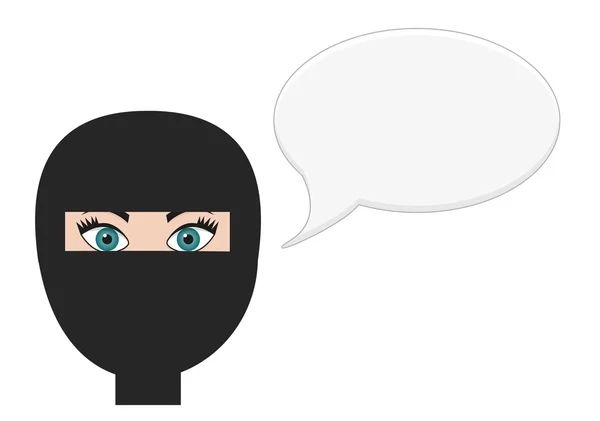 Mujer en niqab con burbuja del habla — Vector de stock
