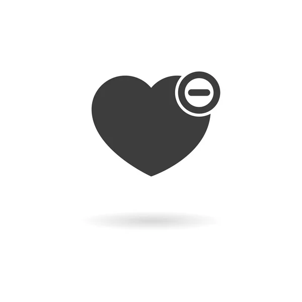 Icono gris oscuro para el corazón con menos - eliminar de favoritos — Archivo Imágenes Vectoriales