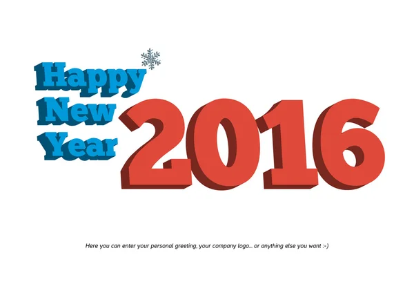 Isolated 3D Happy New Year 2016 text with small snowflake — Stock Vector