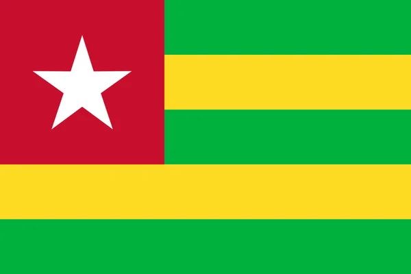 Bandeira nacional da República Togolesa (Togo) em cores oficiais e —  Vetores de Stock