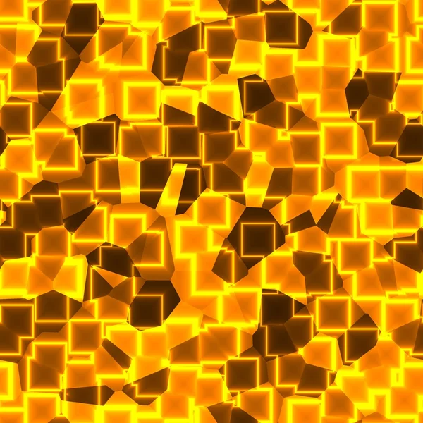 Seamless yellow pattern with neon shining squares — Stock Photo, Image