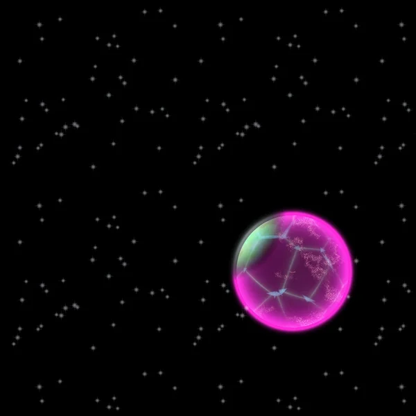 Weltraum-Sternenhintergrund mit Neon-Planet mit sichtbarer elektrischer — Stockfoto