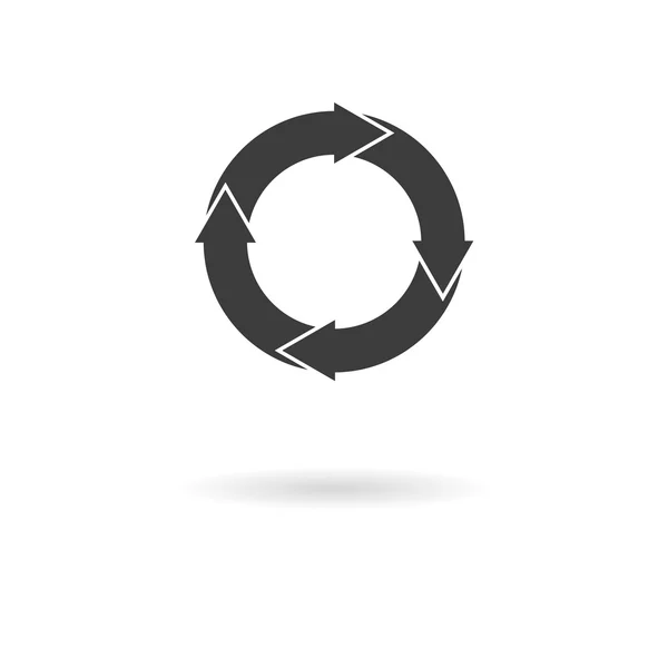 Icono gris oscuro con 4 flechas circulares blancas (refrescar, rehacer, circ — Archivo Imágenes Vectoriales
