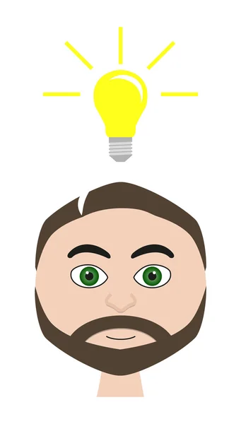 Illustration of man with lightbulb (idea symbolization) — Stock Vector