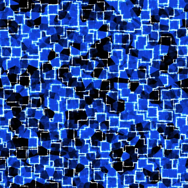 ネオン bluee 電気輝く正方形のシームレスな暗いパターン — ストック写真
