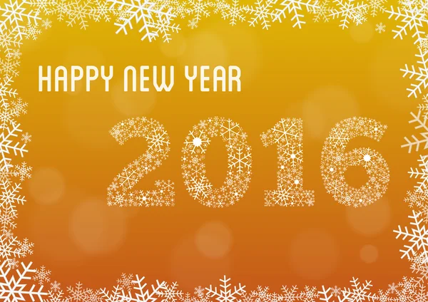 Feliz año nuevo 2016 tarjeta con marco de copo de nieve y el año 2016 hecho — Archivo Imágenes Vectoriales