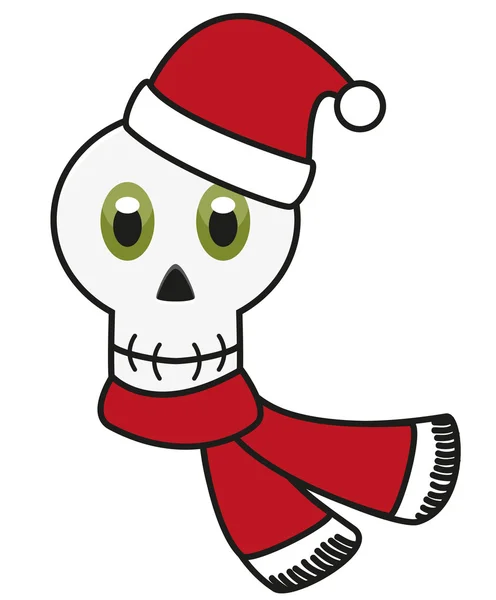 Isolated avatar of skull in festive Christmas apparel — Stock Vector