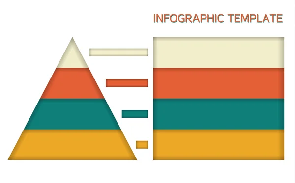 Plantilla infográfica en colores sólidos - pirámide y gráfico — Vector de stock
