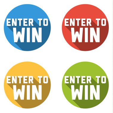 Kazanmak için girin metin ile 4 düz renkli düğmeleri topluluğu