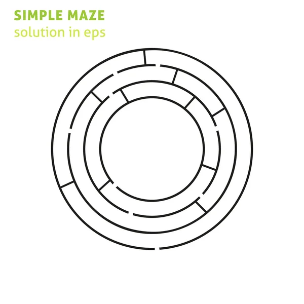 Labyrinthe rond isolé simple avec solution en eps — Image vectorielle