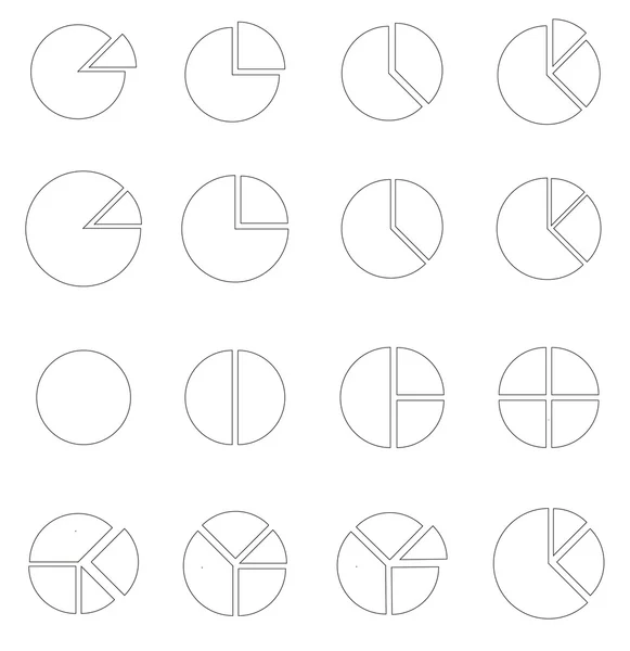 Große Sammlung von Tortendiagrammen — Stockvektor