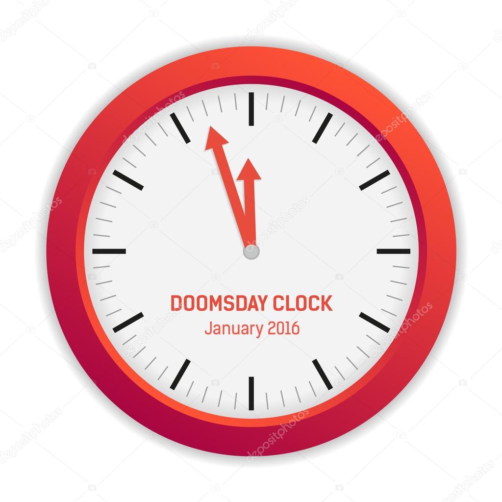 Isolated illustration of Doomsday clock (3 minutes to midnight)