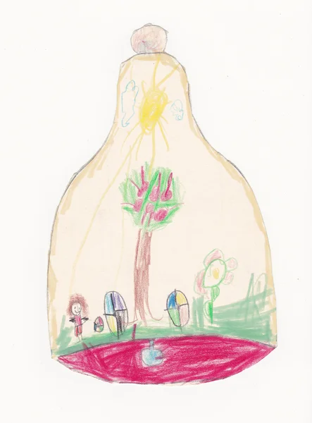 贝尔与蓝珀和绘画的儿童插图 — 图库照片