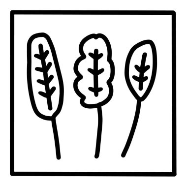 Ispanak, el yapımı vektör karalama logosunu çizgi film tarzı siyah beyaz kontrast şeklinde bırakır