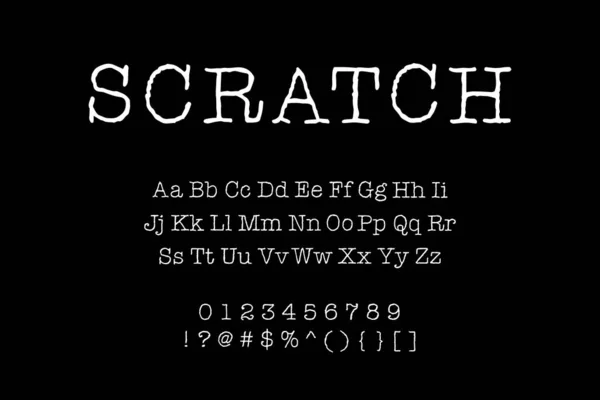 Scratch pencil sketch hand drawn vector type font in carton style black white illustration lettering — Stock Vector