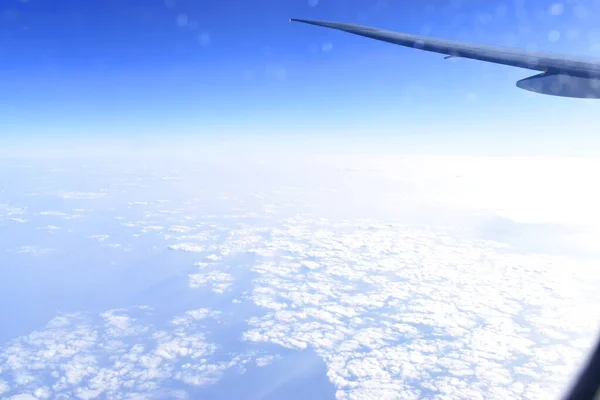 Belo Horizonte Céu Azul Com Asa Avião Brigando Vista Janela — Fotografia de Stock