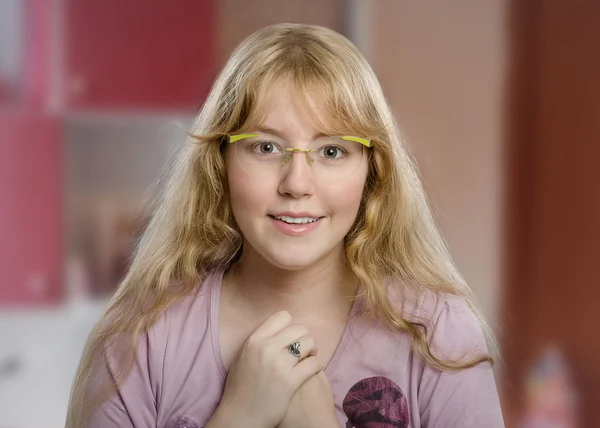 Portrait of young nave blonde girl — Stock Photo, Image