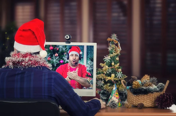Санта-Клауса вчить спів хо хо хо онлайн — стокове фото