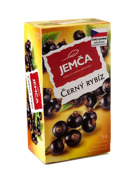 Packung Jemca schwarze Johannisbeere Früchtetee — Stockfoto