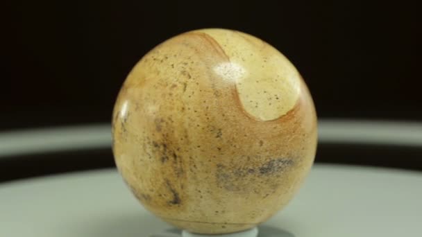 Rotating picture jasper stone sphere — Stock Video