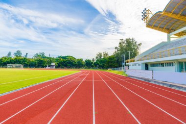 Futbol sahası, spor arka plan ile koşu parkuru