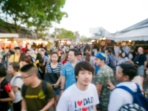 Blurred People Shopping Outdoor Weekend Market Fair Sunny Day — Stock Photo, Image