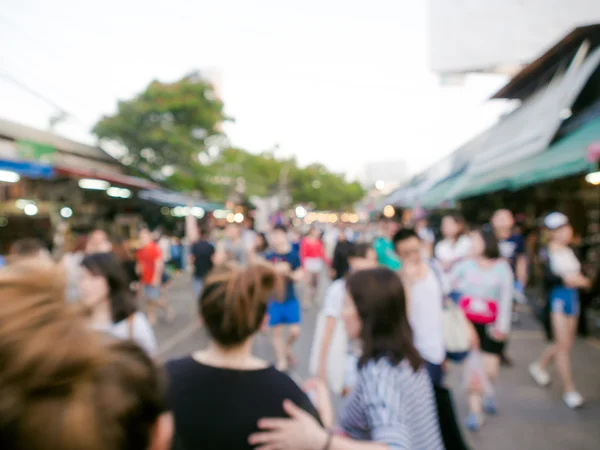 Blurred People Shopping Outdoor Weekend Market Fair Sunny Day — Stock Photo, Image