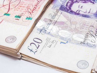 İngiliz Pound 'unun ayrıntıları, para, GBP beyaz arka planda yakın plan