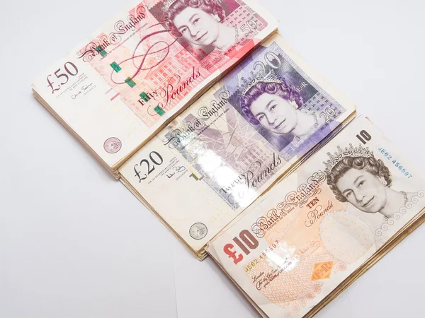 Detail Der Britischen Pfund Banknoten Gbp Nahaufnahme Auf Weißem Hintergrund — Stockfoto